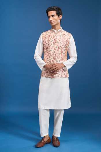Aryavir Malhotra Floral Embroidered Bundi 