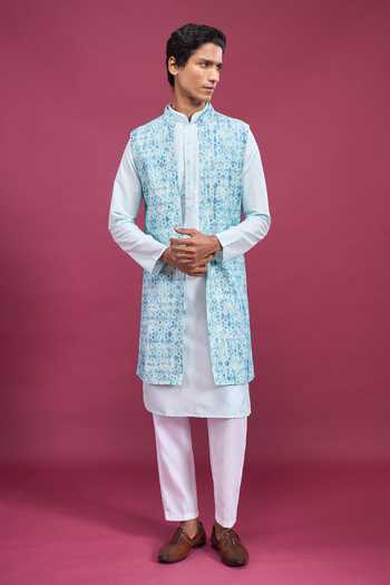 Aryavir Malhotra Printed Bundi & Kurta Set 