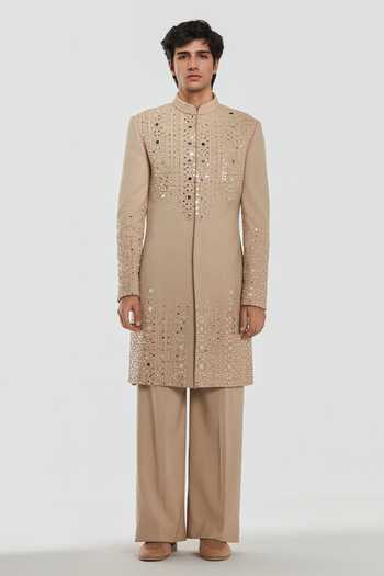 Abhinav Mishra Shrine Midas Mirror Work Sherwani Set 