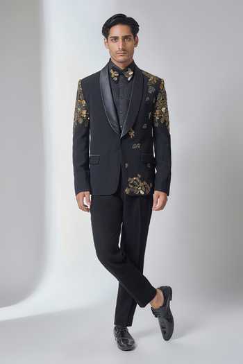 Salil Bhatia Griffin Embroidered Tuxedo Set 