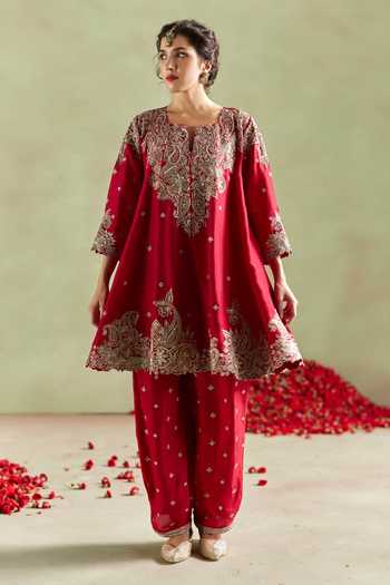 Mrunalini Rao Kalpa Silk Zardozi Embroidered Anarkali Set
