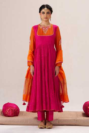 Almaari By Pooja Patel Sohni Chanderi Anarkali Pant Set 