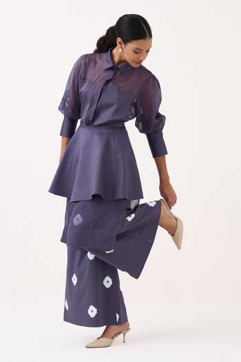 Three Beaded Organza Shirt Set 