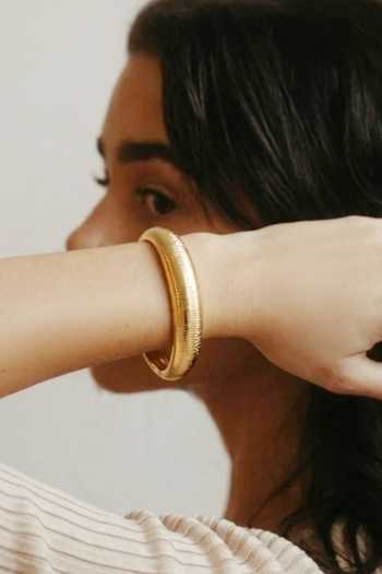 Arvino Textured Gold Openable Bangle - Single Pc 