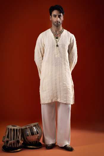 Sanchit Sharma Ivory Textured Kurta Set 