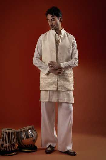 Sanchit Sharma Textured Bundi With Kurta Set 