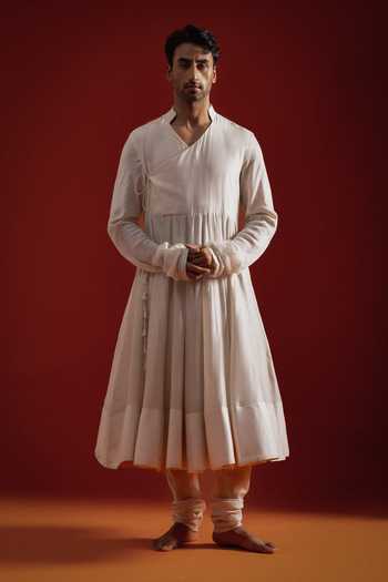 Sanchit Sharma Ivory Angrakha Anarkali Set 