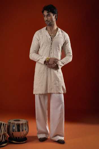 Sanchit Sharma Ivory Embroidered Kurta Set 