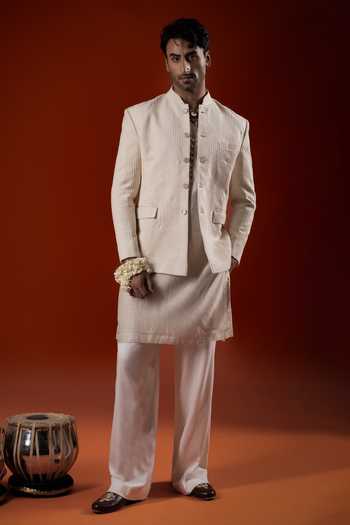 Sanchit Sharma Textured Pattern Jacket & Kurta Set 