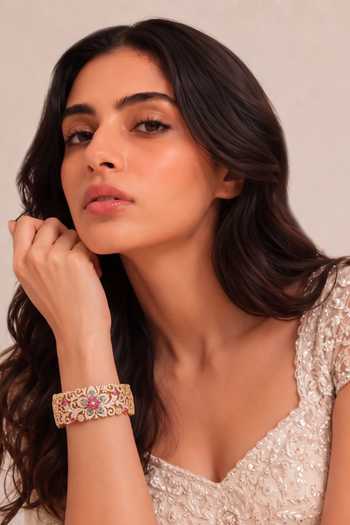 Mnsh Gulbagh Multicolour Statement Bangle - Single Pc 