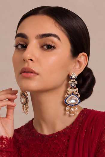 Mnsh Noor Sapphire Polki Drop Earrings 