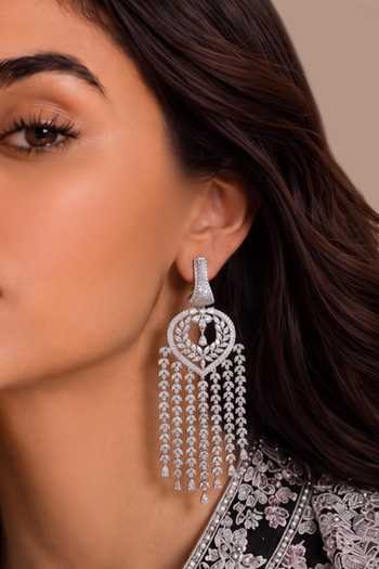 Mnsh Royal Crystal Tassel Earrings 