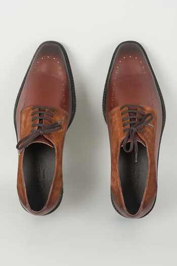 Salil Bhatia Cognac Suede & Leather Brogue Derby Shoes 