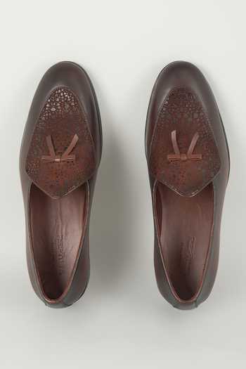 Salil Bhatia Hand Patina Leather Tassel Loafers 
