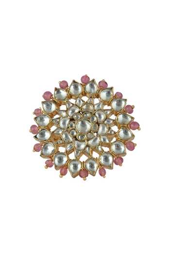 Riana Jewellery Gold Floral Jadtar Stone Ring