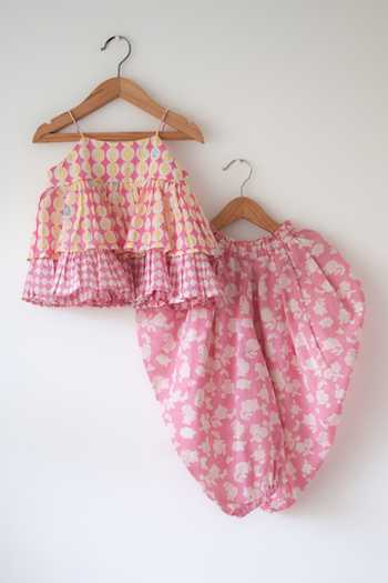 Love The World Today Leela Floral Print Top & Dhoti Pant Set