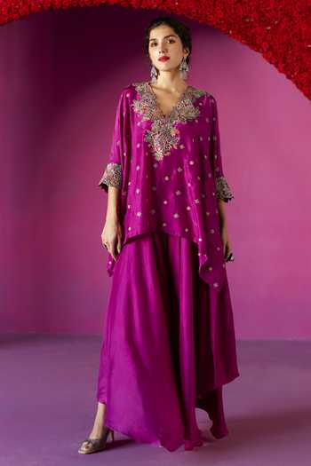 Mrunalini Rao Chaaya Silk Zardozi Embroidered Kurta Set 
