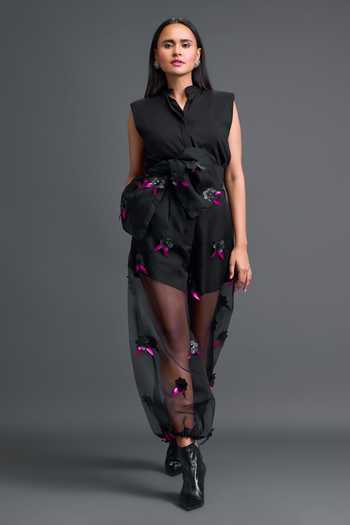 Deepika Arora 3D Flower Embellished Pant With Belt