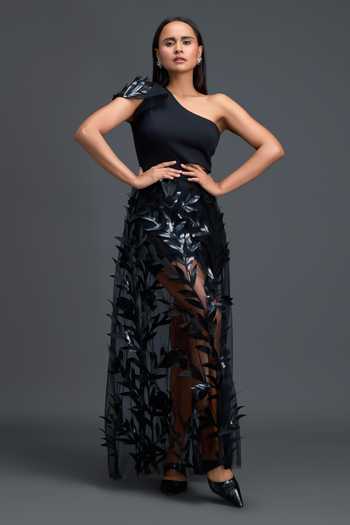 Deepika Arora One Shoulder Dress With Sheer Skirt 