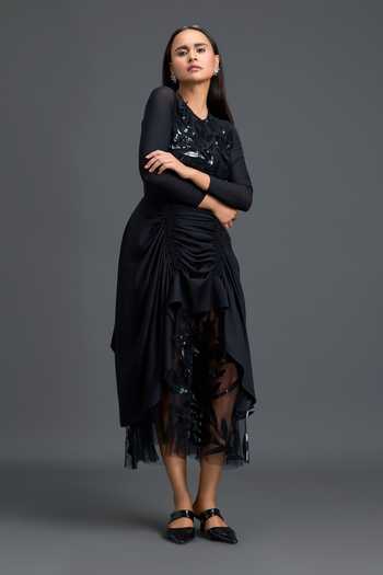 Deepika Arora Ruched Asymmetric Skirt 