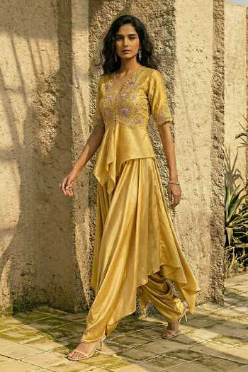 Shreeka Floral Hand Embroidered Peplum Top & Pant Set 