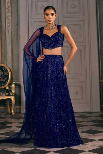 Studio22 By Pulkita Arora Bajaj Opulent Tonal Hand Embroidered Tassel Lehenga Set 