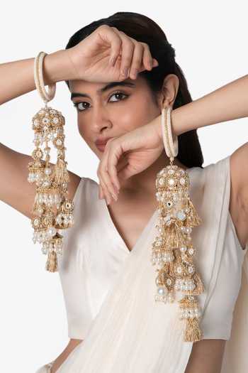 Vaidaan Drishti Pearl Tassel Pair of Kaleeras 