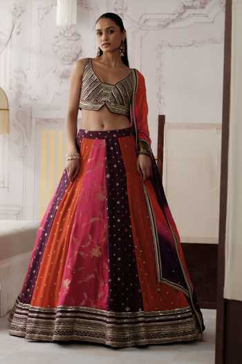 Basanti Kapde Aur Koffee Gulnaar Royale Embroidered Lehenga Set