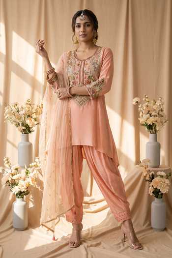 Mandira Wirk Resham Embroidered High-Low Kurta Set 