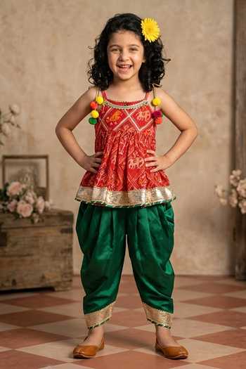 Byb Premium Fuschia Embellished Peplum Top & Dhoti Pant Set 