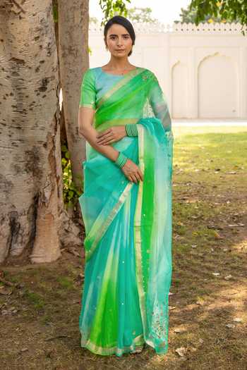 Geroo Jaipur Shaded Embroidered Saree With Blouse 