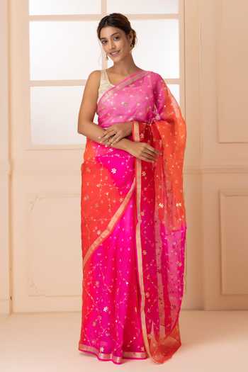 Geroo Jaipur Bandhani Pattern Saree With Blouse 