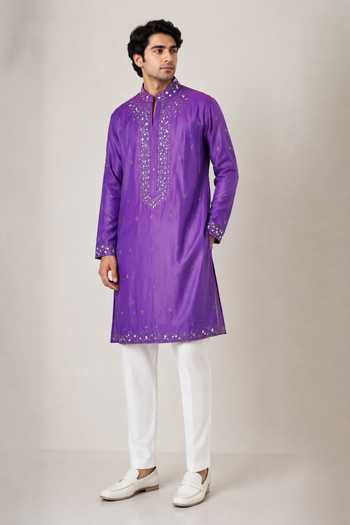 Varoin Marwah Purple Mirror Work Kurta Set 
