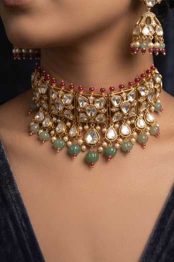 Joules By Radhika Tavini Embellished Choker Necklace Set 