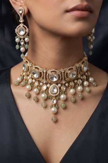 Joules By Radhika Samvaya Embellished Choker Necklace Set 