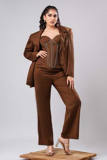 Ahi Clothing Nixie Mocha Corset Power Blazer Set 