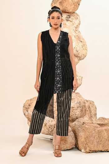 Day And Mood Embroidered Jacket & Pant Set 