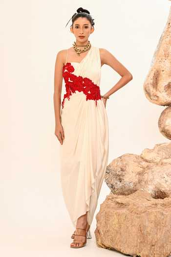 Day And Mood Draped Patchwork Dress 