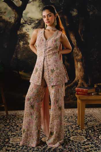 House Of Noori Embroidered Top Sharara Set 
