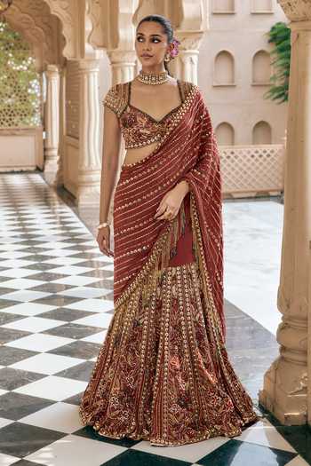 Nidhika Shekhar Kanak Padma Embroidered Lehenga Saree With Blouse
