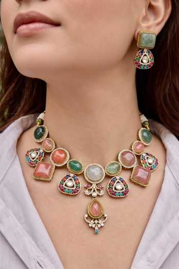 Prestones Hydro Stone Embellished Necklace Set