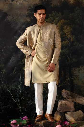 Ayush Jain Sabz Embroidered Achkan Set 