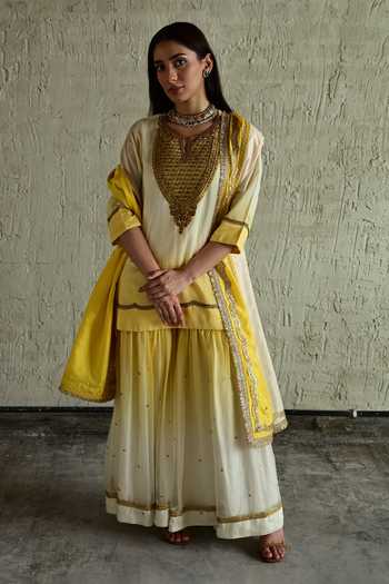 Shorshe Clothing Hand Embroidered Kurta & Sharara Set 