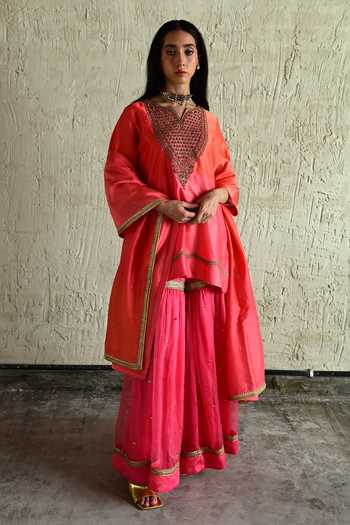 Shorshe Clothing Embroidered Kurta & Sharara Set 