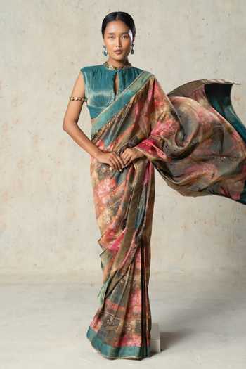 Basil Leaf Printed Saree With Blouse