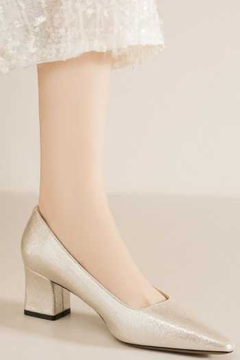 Ozzaro Andaaz PU Leather Pointed Toe Block Heels 