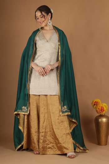 Vinusto Zardozi Embroidered Kurta Sharara Set 