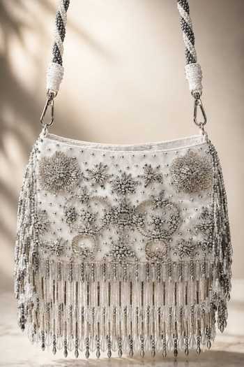 Born Flash Silver Aura Beaded Hand Bag 