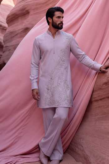 Amit Arora Embroidered Knit Kurta & Palazzo Set 