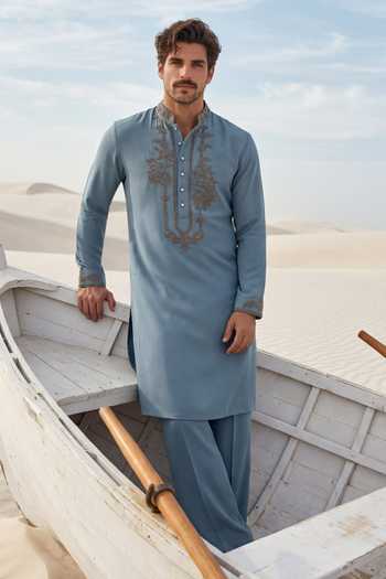 Amit Arora Placket Embroidered Kurta & Palazzo Set 